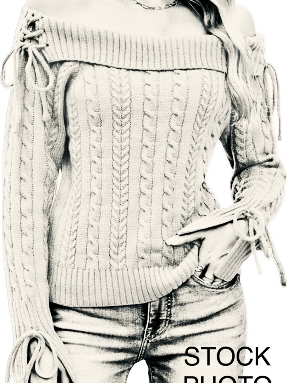 Off-Shoulder Cable Knit Sweater - Cream Forever 21. Size 6, NWT